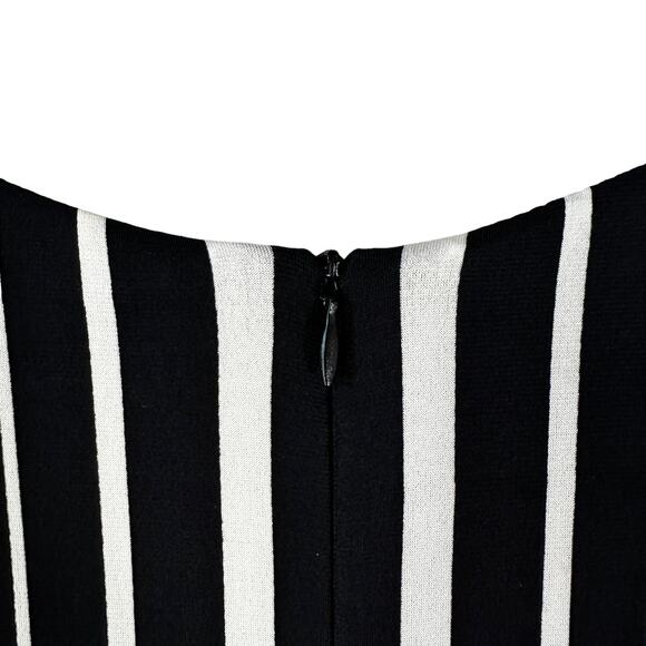 London Times Women's Striped Knee Jersey Midi Dress Black Taupe Career Office - Picture 9 of 11